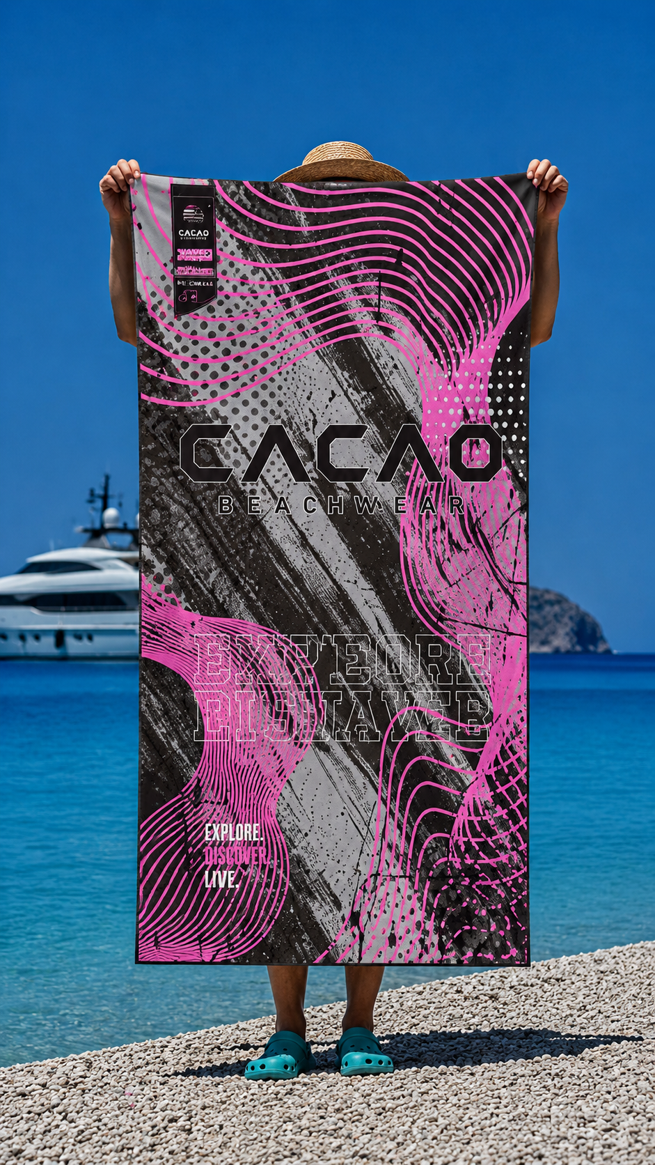 CACAO NanoDry Ultra Pink Beach Towel 75 × 160 cm