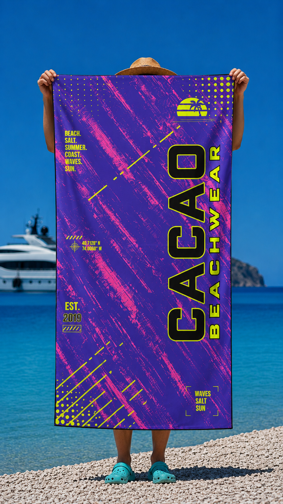 CACAO NanoDry Ultra Purple Beach Towel 75 × 160 cm
