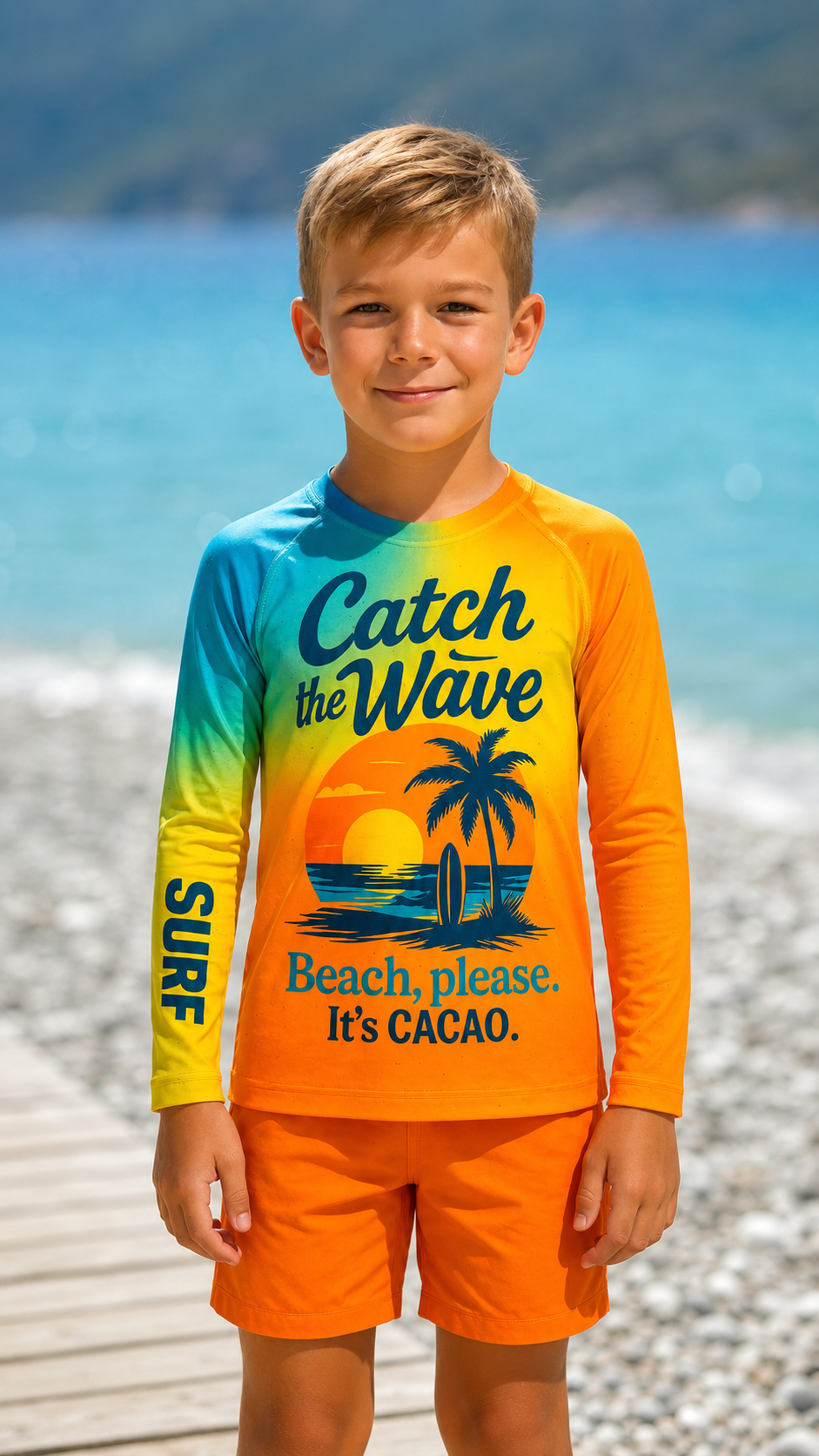 Sunset Sense Children's Rashguard – CACAO Beachwear™ with UV Protection