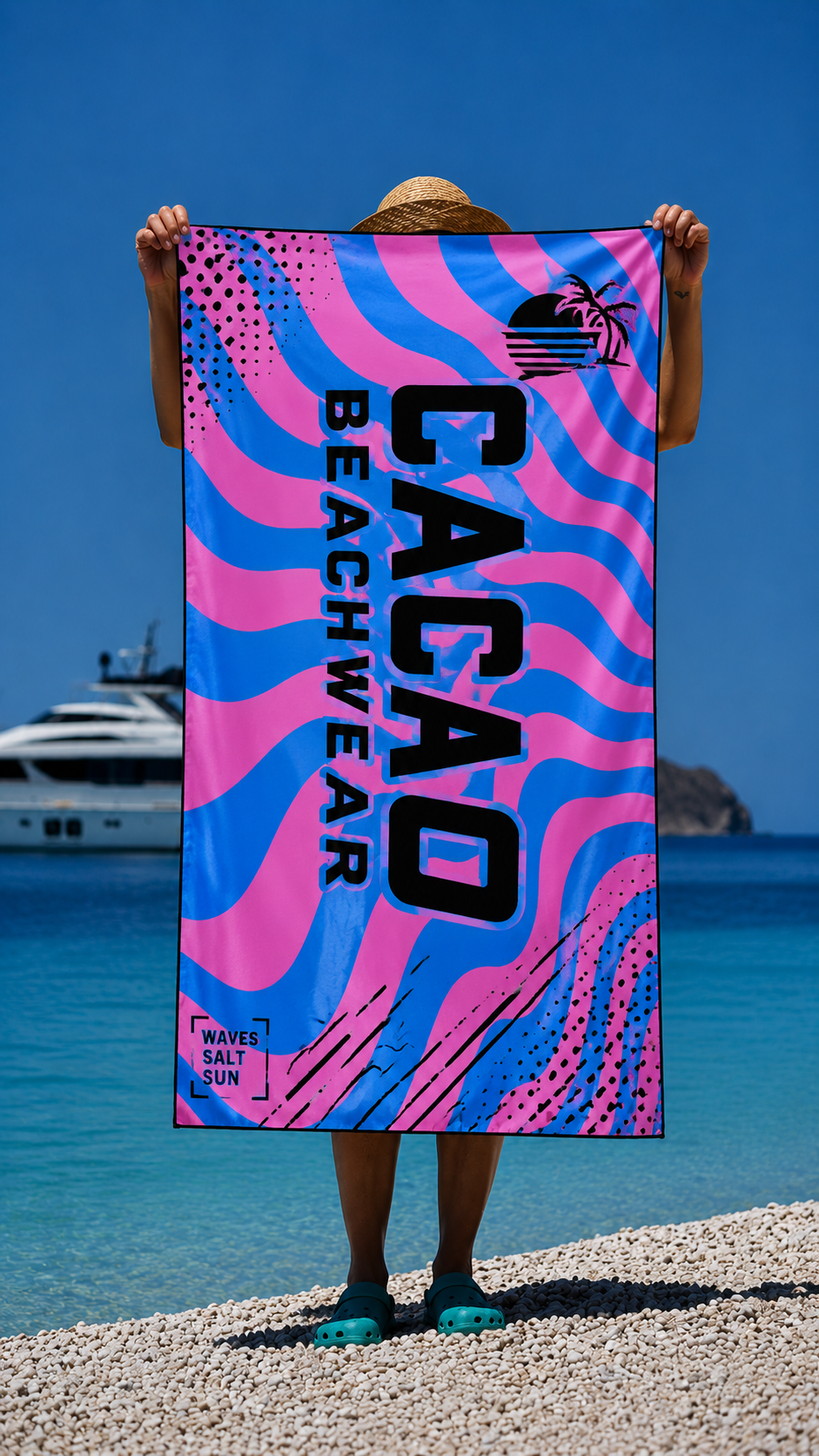 CACAO NanoDry Ultra Strips Beach Towel 75 × 160 cm