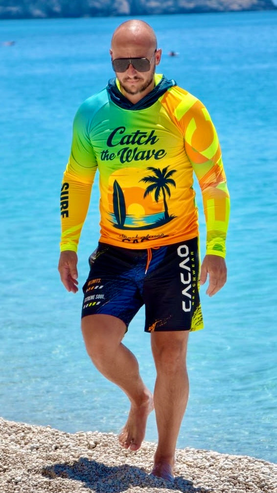 Sunset Sense men’s rashguard CACAO Beachwear™️ with UV Protection