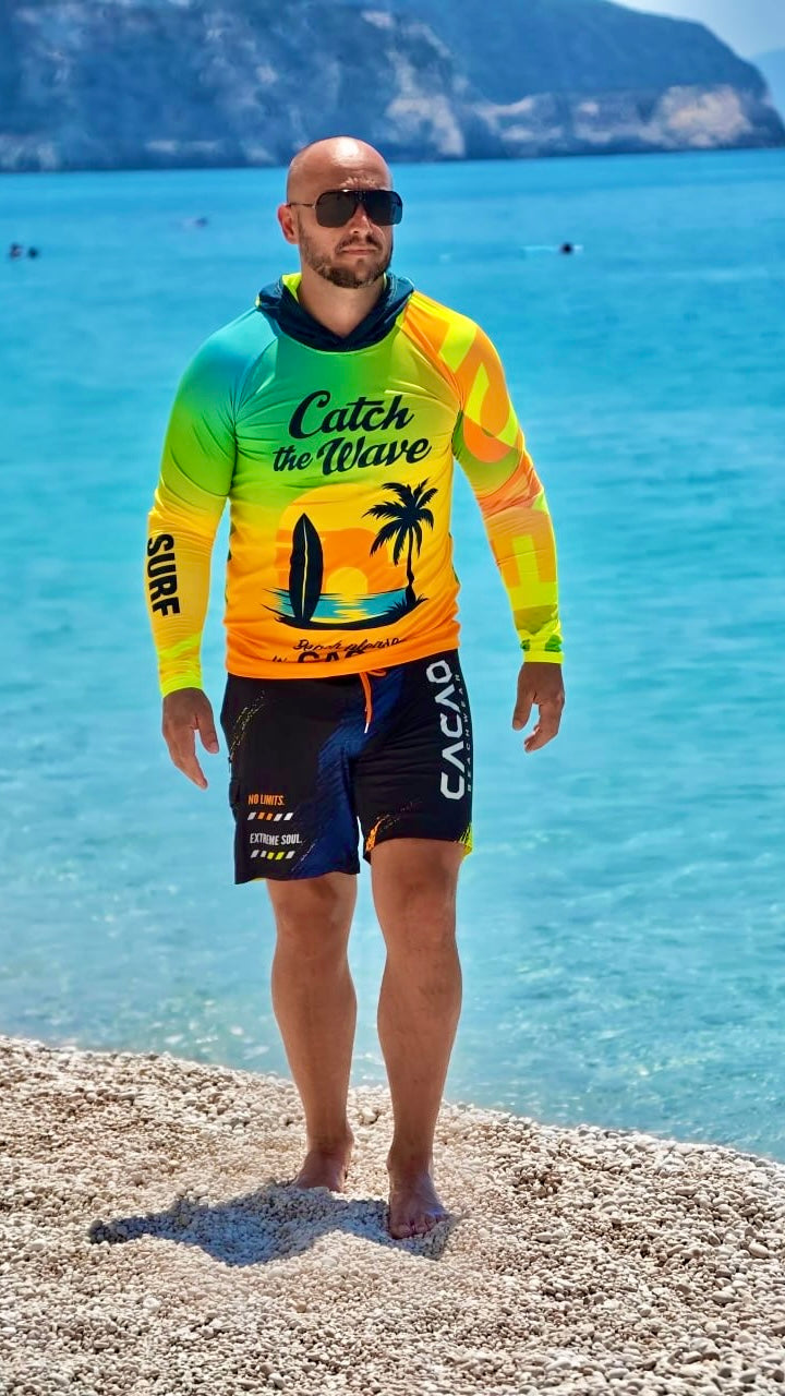 Sunset Sense men’s rashguard CACAO Beachwear™️ with UV Protection