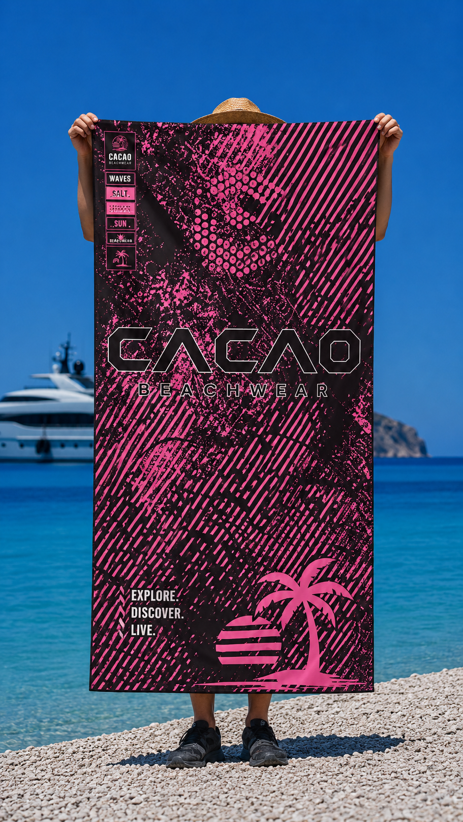 CACAO NanoDry Ultra Pink Beach Towel 75 × 160 cm