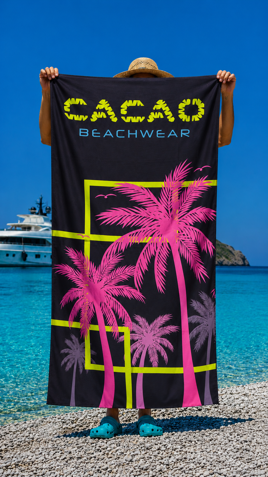 CACAO NanoDry Ultra Palms Beach Towel 75 × 160 cm