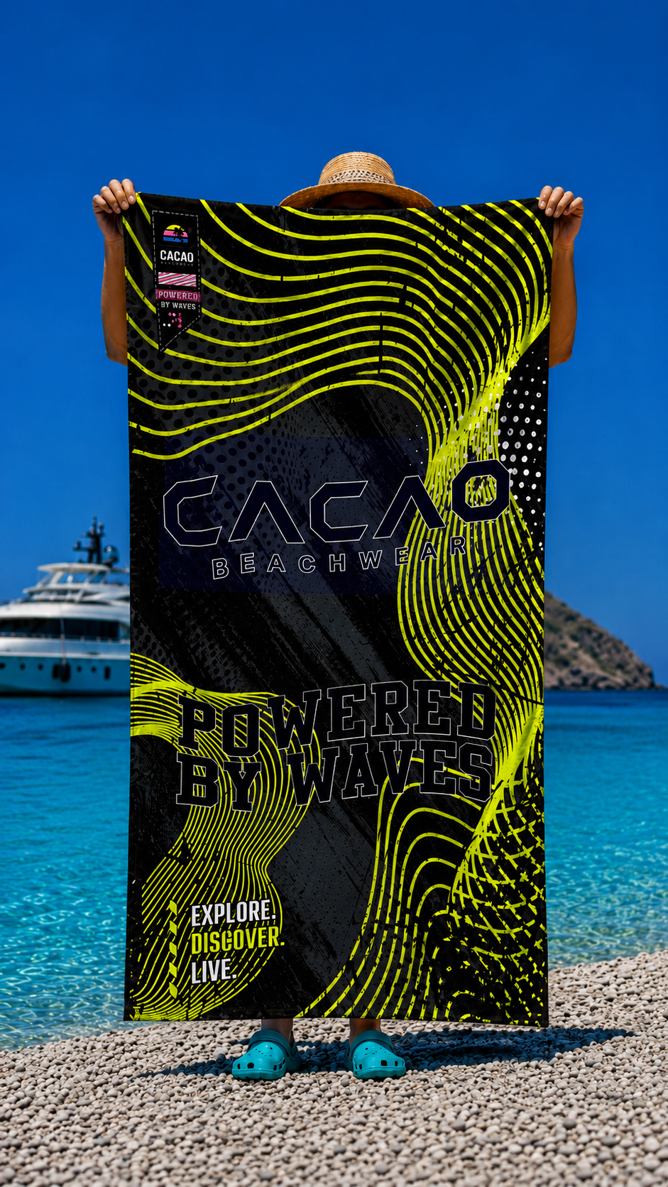 CACAO NanoDry Ultra Yellow Beach Towel 75 × 160 cm